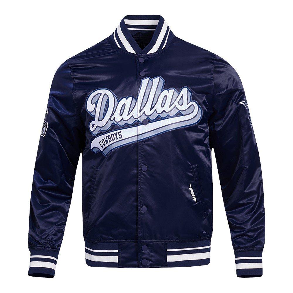 Pro Standard Men's NFL Dallas Cowboys Script Tail Satin Jacket - Navy - NAVY